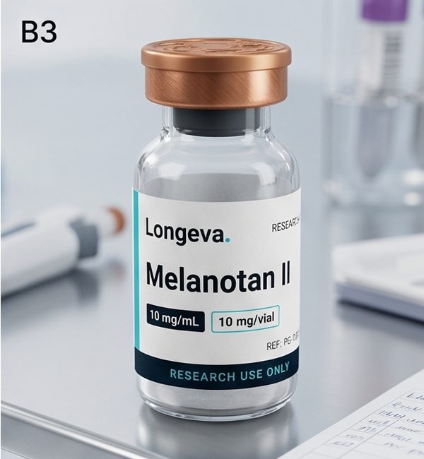 Vial de Melanotan II — Longeva Research Biologics México